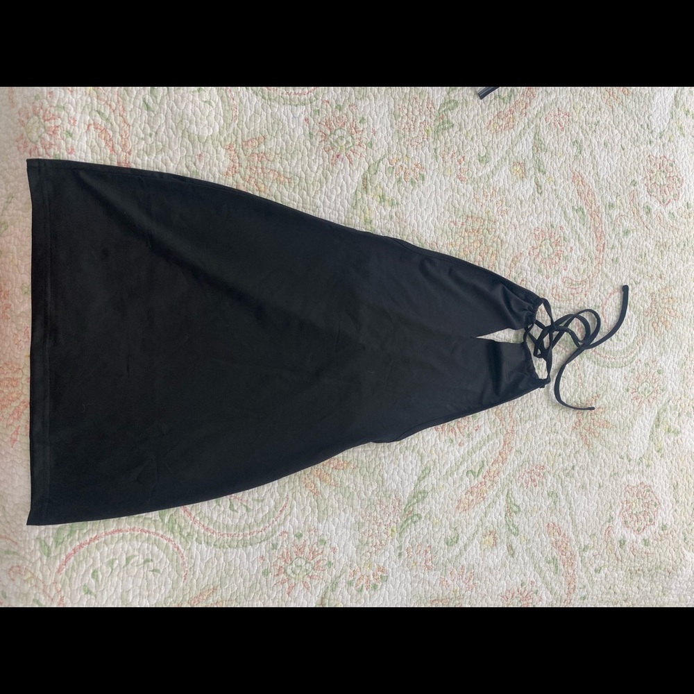 Black halter backless cutout dress